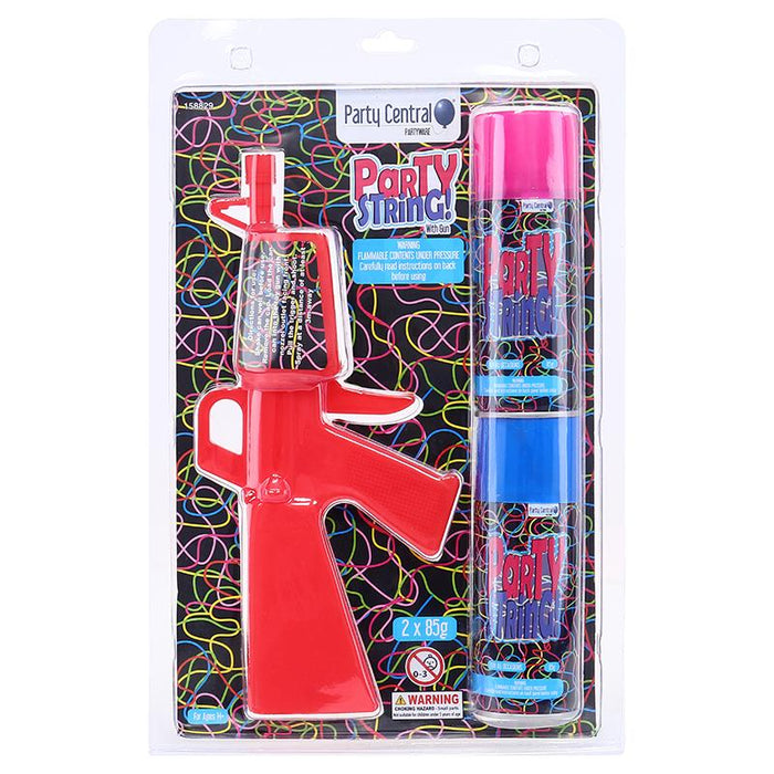 Party String With Gun Includes: 2 x 85g Party String & Gun