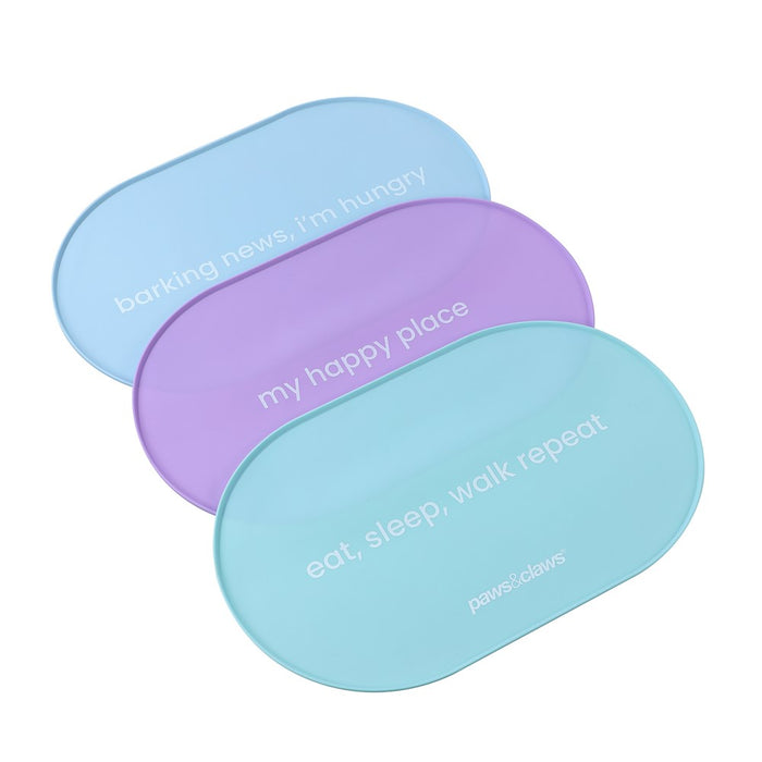 Paws & Claws PET NON-SLIP SILICONE FOOD MAT 48.5X30CM OVAL