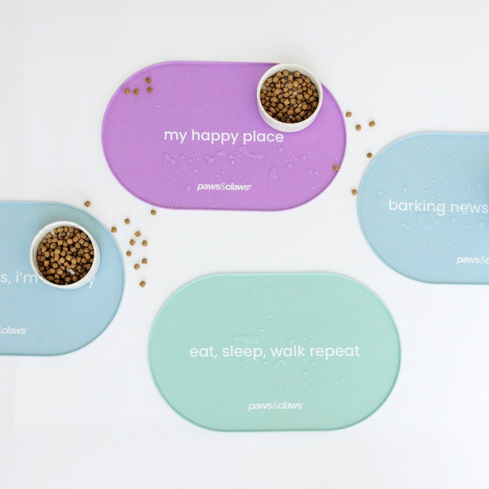 Paws & Claws PET NON-SLIP SILICONE FOOD MAT 48.5X30CM OVAL