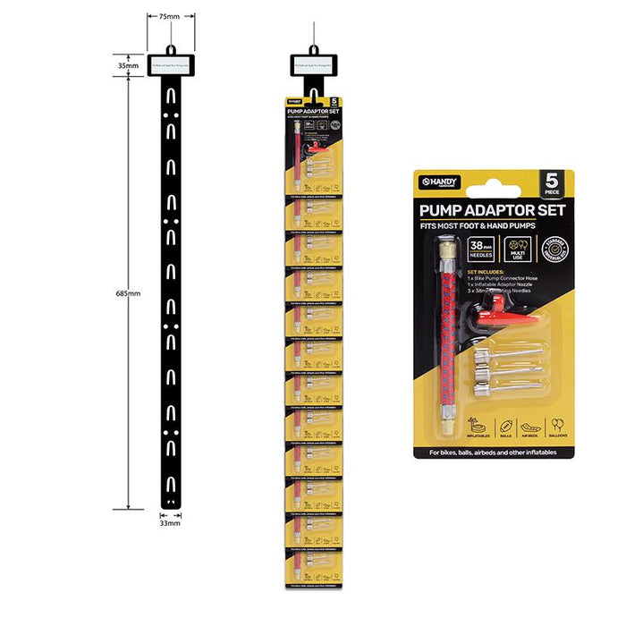 Pump Adaptor Inflating Needle Set 5pc (Kit Includes 3 Ball Needles, 1 x Inflatable Adaptor and 1 x Pump Connector Hose)