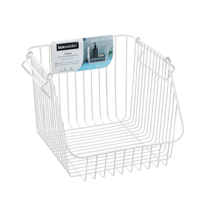 Boxsweden Toska Wire Stacking Basket 30X29X21.5Cm White