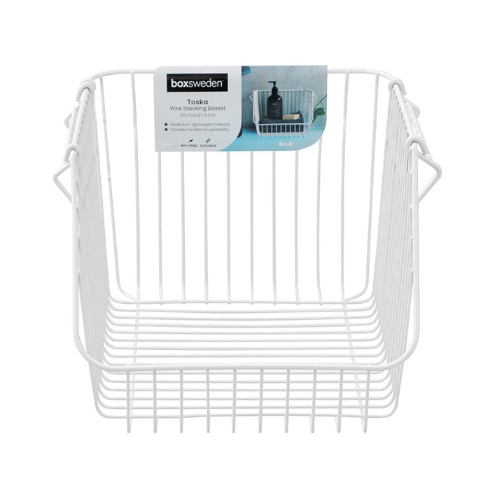 Boxsweden Toska Wire Stacking Basket 30X29X21.5Cm White