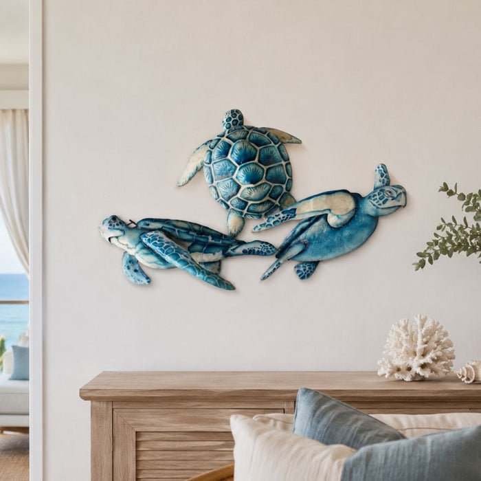 2 set Capiz Turtle Trio Wall Art