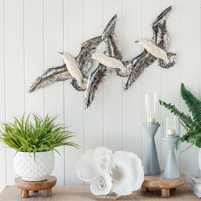 2 set Capiz Flock Seagulls Wall Art