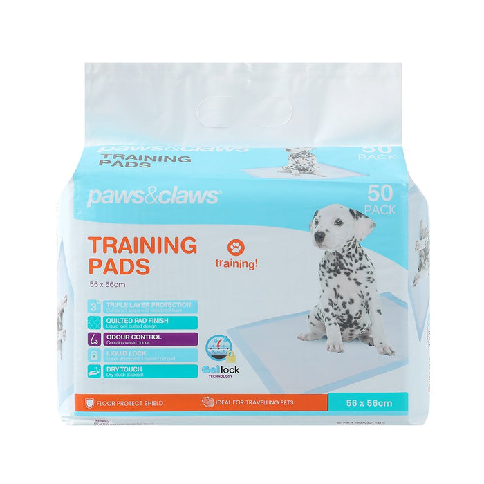 Paws & Claws TRAINING PADS 50PK ANTIBACTERIAL 56X56CM