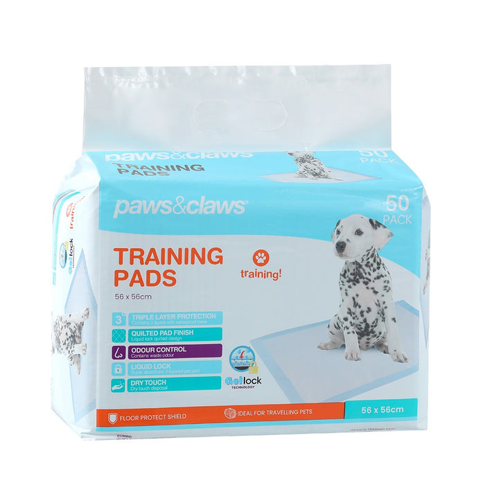 Paws & Claws TRAINING PADS 50PK ANTIBACTERIAL 56X56CM