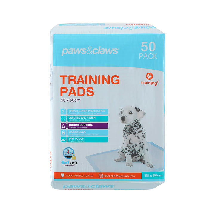 Paws & Claws TRAINING PADS 50PK ANTIBACTERIAL 56X56CM