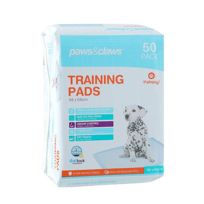 Paws & Claws TRAINING PADS 50PK ANTIBACTERIAL 56X56CM