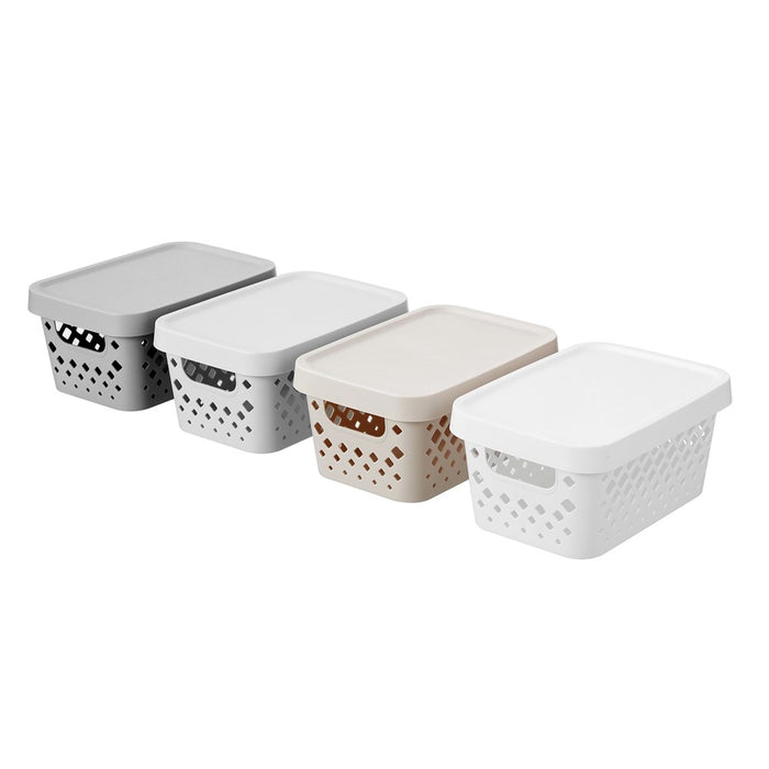 Boxsweden Boxsweden Diamond Storage Basket Lidded 4L 26X18X12.5Cm White