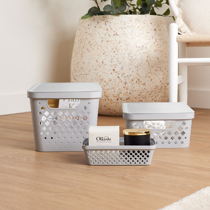 Boxsweden Boxsweden Diamond Storage Basket Lidded 4L 26X18X12.5Cm White