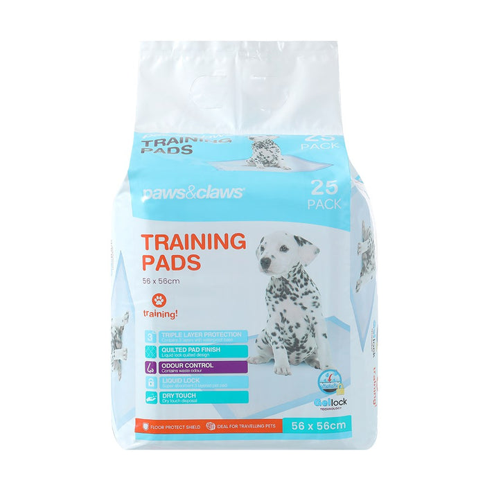 Paws & Claws TRAINING PADS 25PK ANTIBACTERIAL 56X56CM