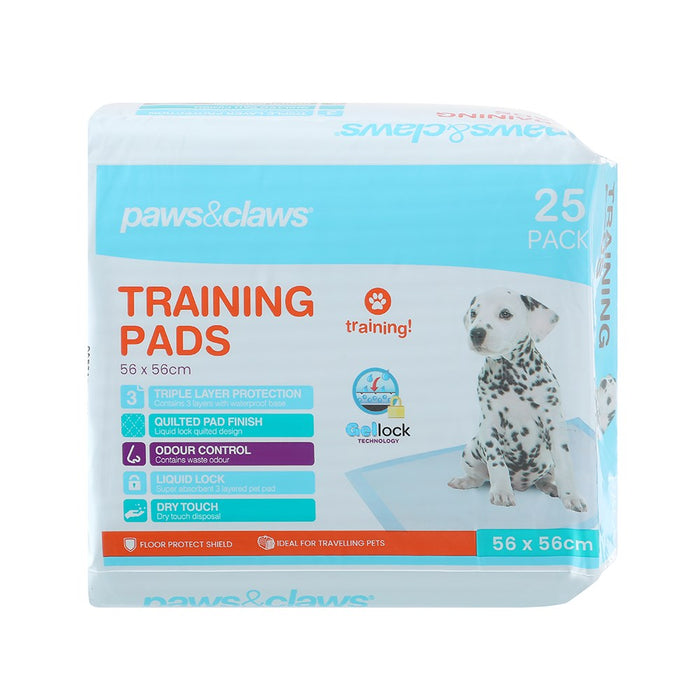 Paws & Claws TRAINING PADS 25PK ANTIBACTERIAL 56X56CM