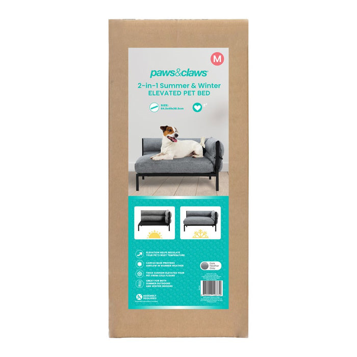 Paws & Claws ELEVATED SOFA PET BED MED 64.5X49X38.5CM LINEN GREY