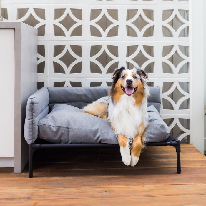 Paws & Claws ELEVATED SOFA PET BED MED 64.5X49X38.5CM LINEN GREY
