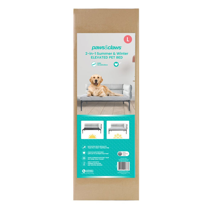 Paws & Claws ELEVATED SOFA PET BED LGE 93.5X63X48CM LINEN GREY