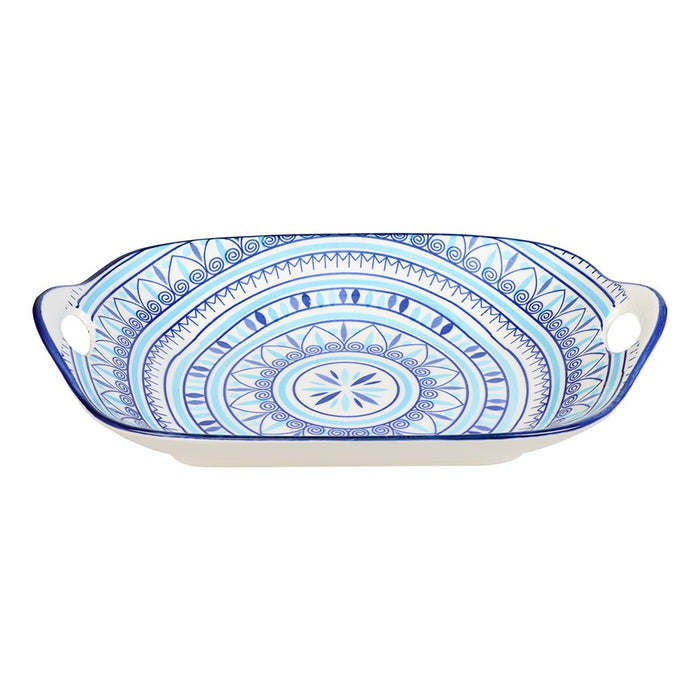 Lemon & Lime MOROCCAN DECO CERAMIC HANDLED PLATTER 27X18CM