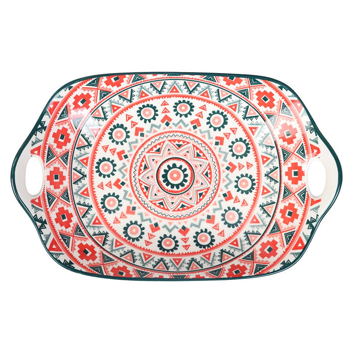 Lemon & Lime MOROCCAN DECO CERAMIC HANDLED PLATTER 27X18CM