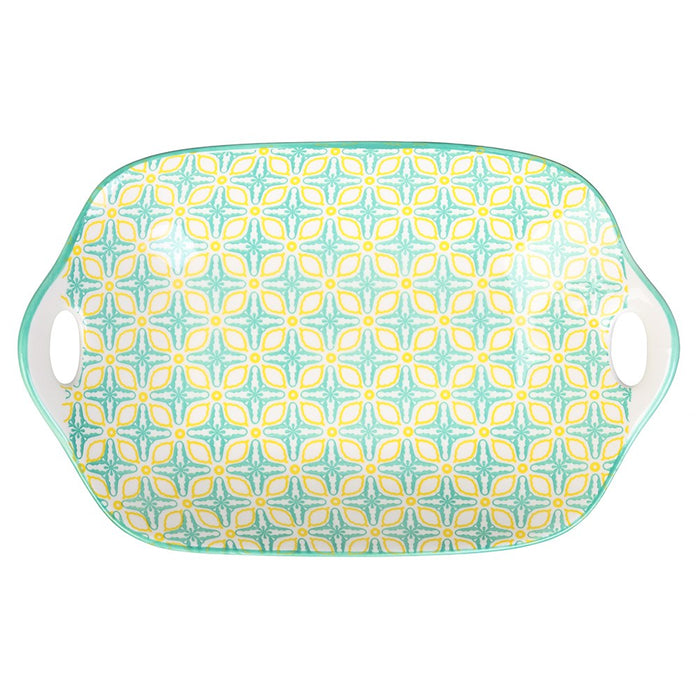 Lemon & Lime MOROCCAN DECO CERAMIC HANDLED PLATTER 27X18CM