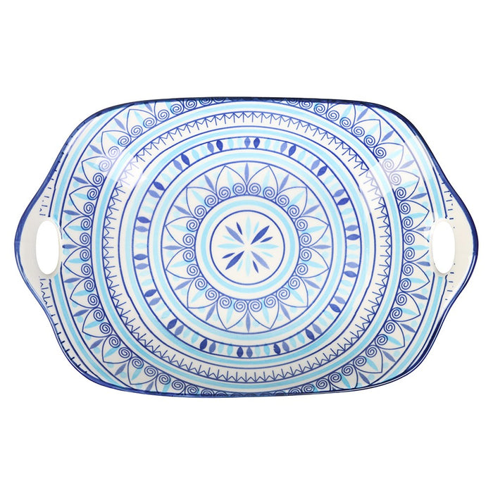Lemon & Lime MOROCCAN DECO CERAMIC HANDLED PLATTER 27X18CM