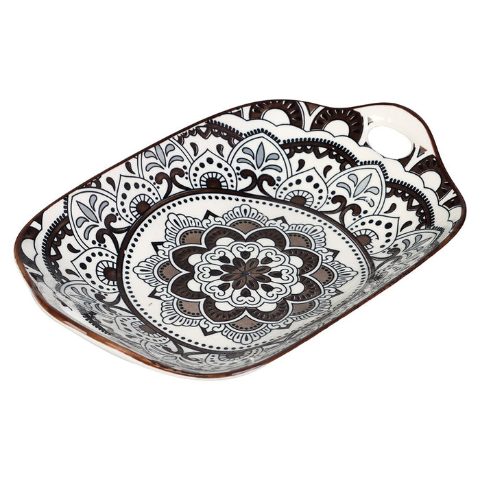 Lemon & Lime MOROCCAN DECO CERAMIC HANDLED PLATTER 27X18CM