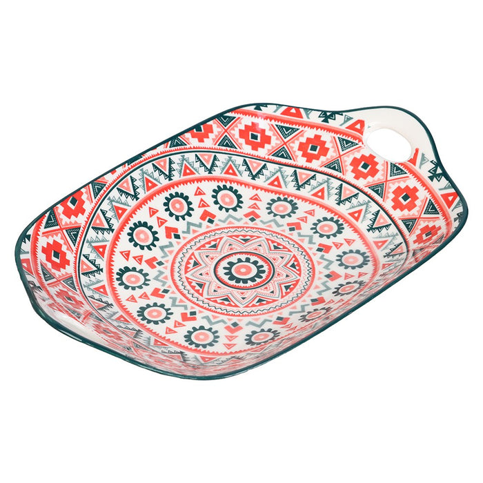Lemon & Lime MOROCCAN DECO CERAMIC HANDLED PLATTER 27X18CM