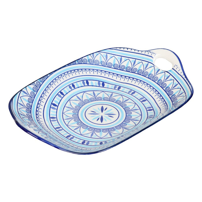 Lemon & Lime MOROCCAN DECO CERAMIC HANDLED PLATTER 27X18CM