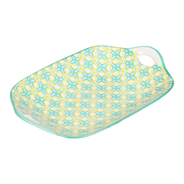 Lemon & Lime MOROCCAN DECO CERAMIC HANDLED PLATTER 27X18CM