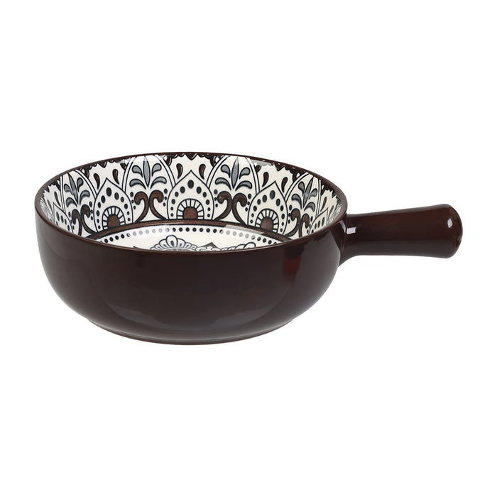 Lemon & Lime MOROCCAN DECO CERAMIC HANDLED BOWL 21.5X16.5X6CM