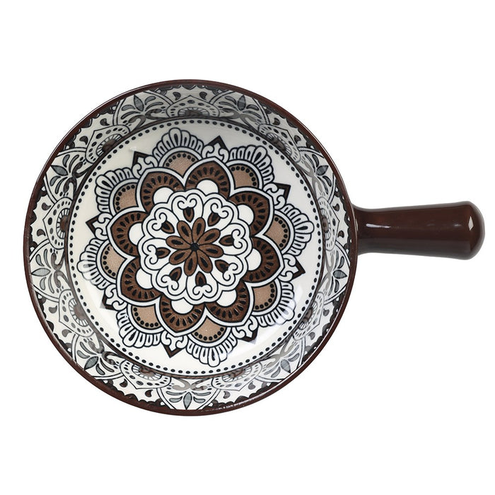 Lemon & Lime MOROCCAN DECO CERAMIC HANDLED BOWL 21.5X16.5X6CM
