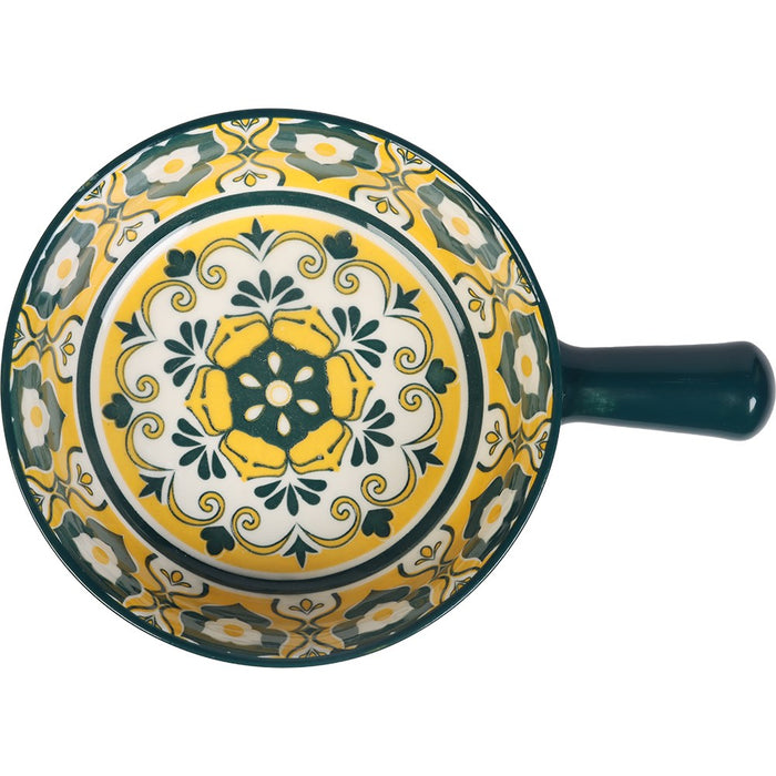 Lemon & Lime MOROCCAN DECO CERAMIC HANDLED BOWL 21.5X16.5X6CM
