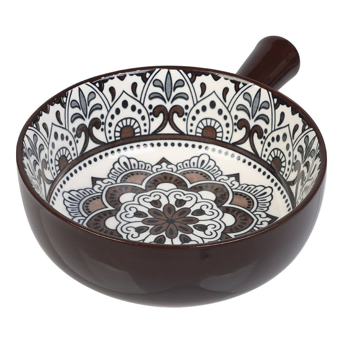 Lemon & Lime MOROCCAN DECO CERAMIC HANDLED BOWL 21.5X16.5X6CM