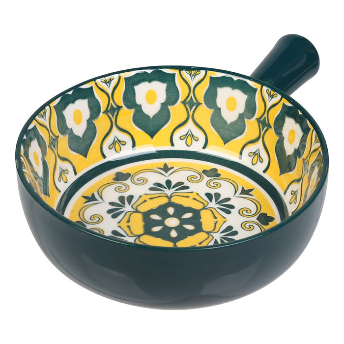 Lemon & Lime MOROCCAN DECO CERAMIC HANDLED BOWL 21.5X16.5X6CM