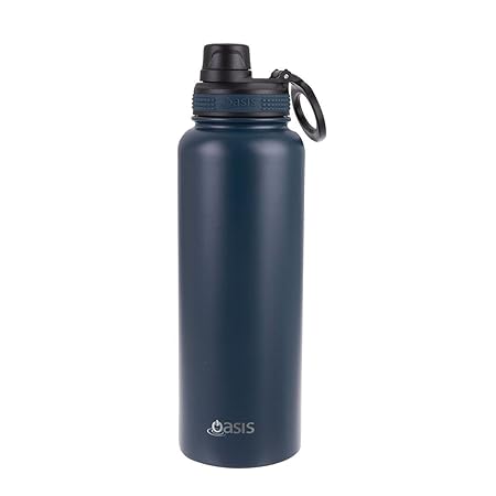 S/S D/WALL INS. SPORTS BOTTLE W/SCREW CAP 1.1L NAVY