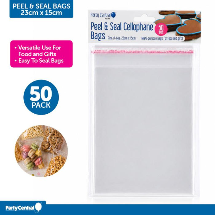Premium Peel & Seal Cellophane Bags - 15cm x 23cm 50pk