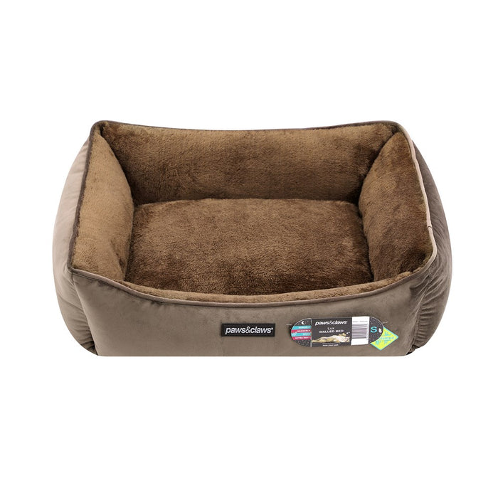 Paws & Claws LUX WALLED BED MOCHA SMALL 60X50X21CM