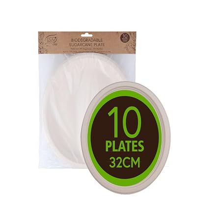 Eco Basics Biodegradable Sugarcane Plate 32cm - 10pcs