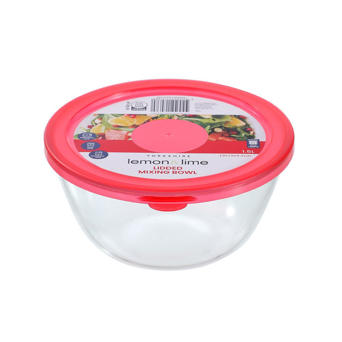 Lemon & Lime YORKSHIRE GLASS MIXING BOWL LIDDED 1.5L 19X19X9.5CM