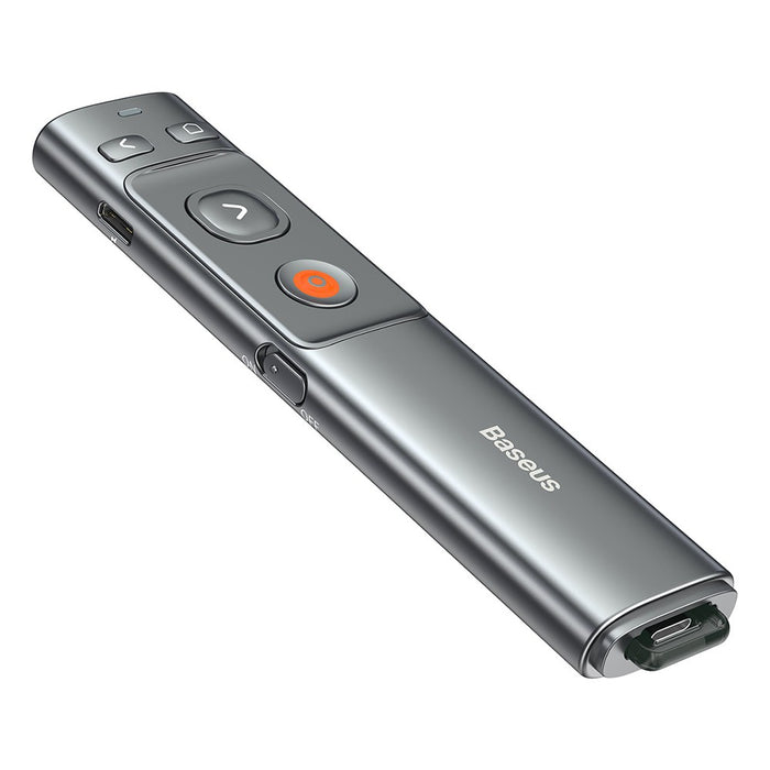 Baseus Orange Dot Wireless Presenter (Red Laser) (Charging Version)-Grey