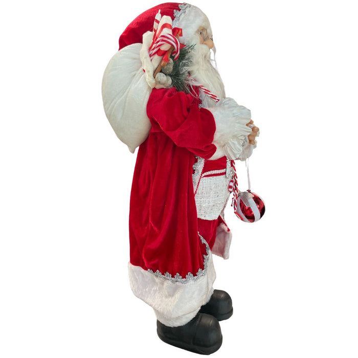 60Cm Christmas Santa Claus Collectible Doll | Plastic & Cloth | Traditional Standing Figurine | Festive Holiday Decor | Non-Electric | Suitable for Ages 14+ | Ideal for Christmas Displays & Collectors