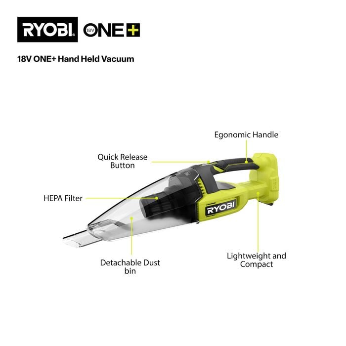 Bunnings Ryobi VACUUM HAND CORDLESS RYOBI 18V SKIN ONLY RHV18