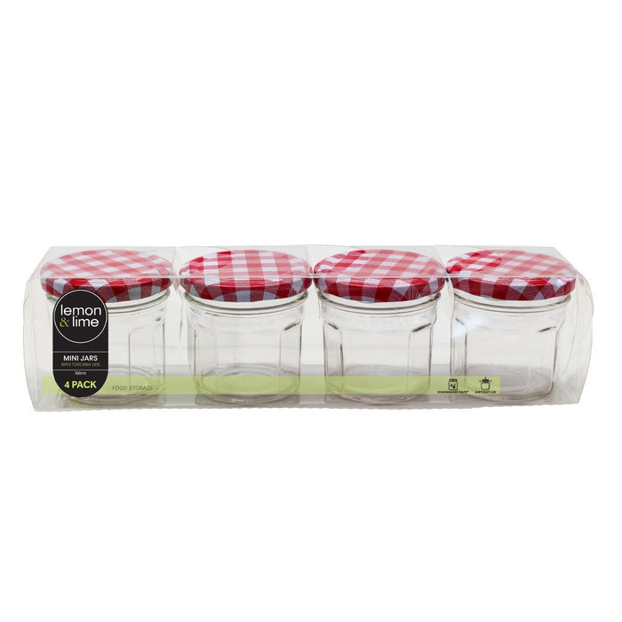 Lemon & Lime TOSCANA GLASS CONSERVE JARS 4PK 100ML CLASSIC LID 6.5X6.5X6.5CM