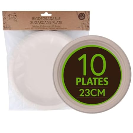 Eco Basics Biodegradable Sugarcane Plate 23cm - 10pcs