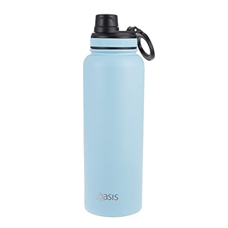 S/S D/WALL INS. SPORTS BOTTLE W/SCREW CAP 1.1L ISLAND BLUE
