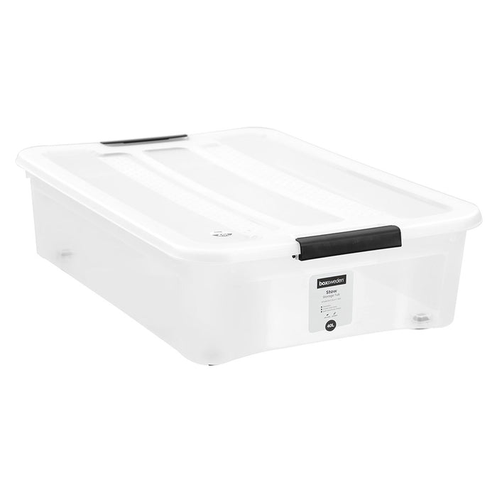 Boxsweden Stow Underbed Storage Container 40L With Wheels 66X48.5X18Cm