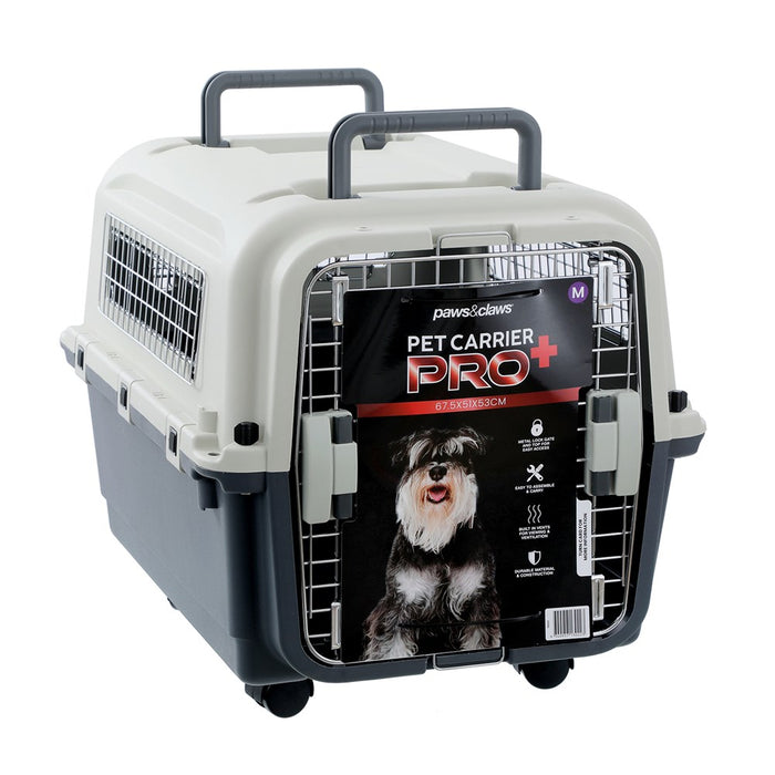 Paws & Claws PET CARRIER PRO+ MED W/WHEELS 67.5X51X53CM