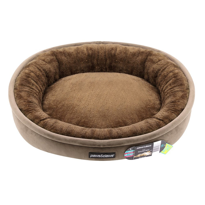 Paws & Claws LUX ROUND BED MOCHA SMALL 60X60X14CM