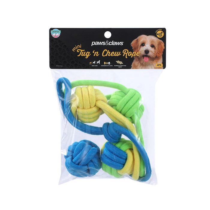 Paws & Claws MINI TUG N' CHEW ROPE 4PK 23X5X1CM 45G