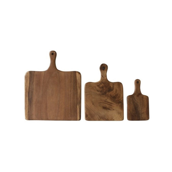 2 set Acacia Rectangle Boards w Handle - S ¨C 25cm long x 14cm wide x 2cm thick