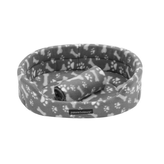 Paws & Claws PET BED & BLANKET 10PC SET BED 41X27X11 - 62X47X16CM BLANKET 70X70CM