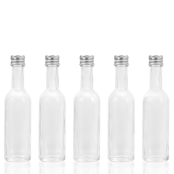 Lemon & Lime CAPRI GLASS MINI BOTTLE 60ML LONG NECK 5PK SILVER LID